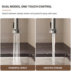 Contemporary Commercial-Style 2-Function Single-Handle Pull-Down Kitchen Faucet with LED Base LP3398-CF- Brushed Nickel