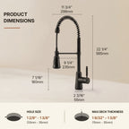 Commercial Style Dual Function Single Handle Pull Down Kitchen Faucet LP23-CF - Matte Black