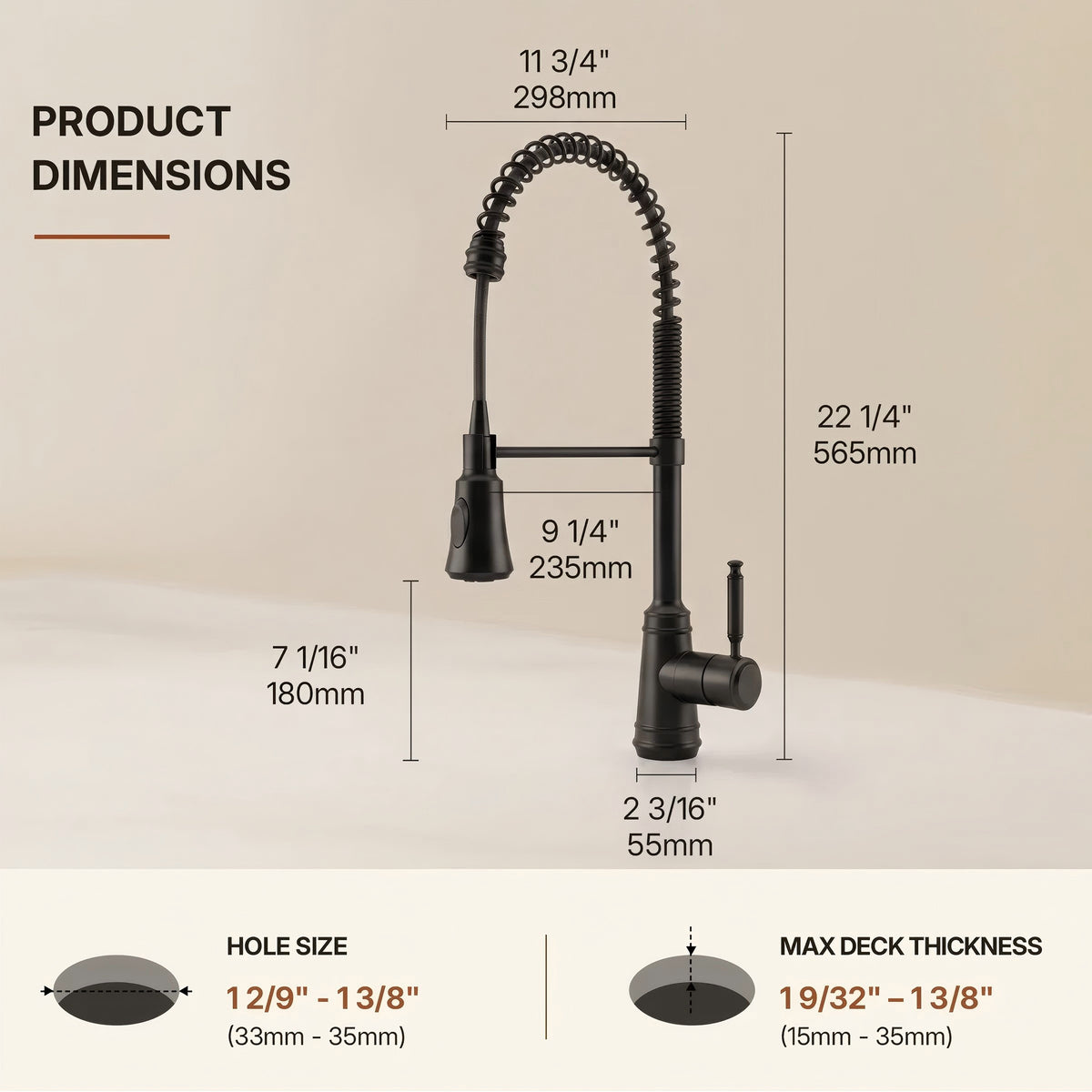 Commercial Style Dual Function Single Handle Pull Down Kitchen Faucet LP23-CF - Matte Black