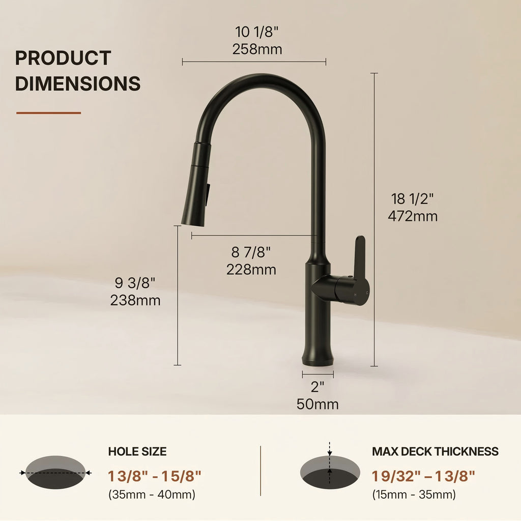 Pull-Down Kitchen Faucet with Dual-Function, Single-Handle Sink Faucet with Swivel Spout ,LP010191-CF - Matte Black