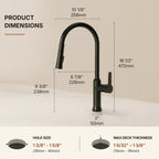 Pull-Down Kitchen Faucet with Dual-Function, Single-Handle Sink Faucet with Swivel Spout ,LP010191-CF - Matte Black