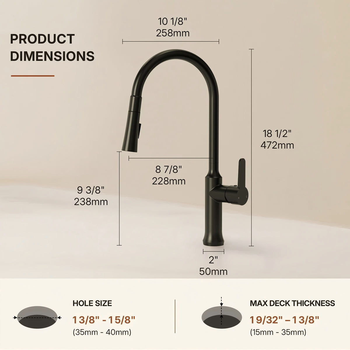 Pull-Down Kitchen Faucet with Dual-Function, Single-Handle Sink Faucet with Swivel Spout ,LP010191-CF - Matte Black