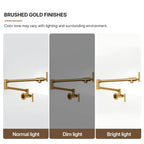 Wall Mount Pot Filler Faucet with Retractable Arm, 2-Handle Kitchen Faucet for Stove Use LP170-CF - Brushed Gold