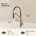 Commercial Dual-Function Pull Down Kitchen Faucet with High Arc Spring Spout LP04412-CF - Brushed Nickel