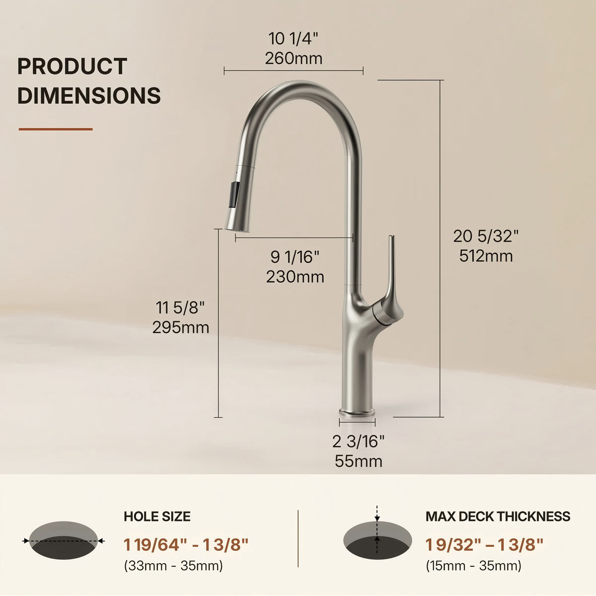 Pull Down Single Handle Kitchen Faucet with Dual Function LP0998-CF - Stainless Steel