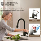 Pull-Down Kitchen Faucet with Deck Plate, Single Handle Sink Faucet with Sprayer LP099123-CFK- Matte Black
