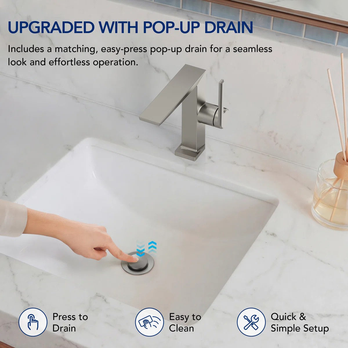 Single Hole Bathroom Faucet with Drain Assembly, Single Handle Bathroom Sink FaucetLP77658- Brushed Nickel