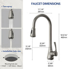 Pull Down Kitchen Sink Faucet, Single Handle Kitchen Faucet with Swivel Spout LP32CF-SS - Stainless Steel