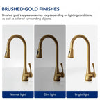 Pull Down Kitchen Sink Faucet, Single Handle Kitchen Faucet with Swivel Spout LP0776-CF - Brushed Gold