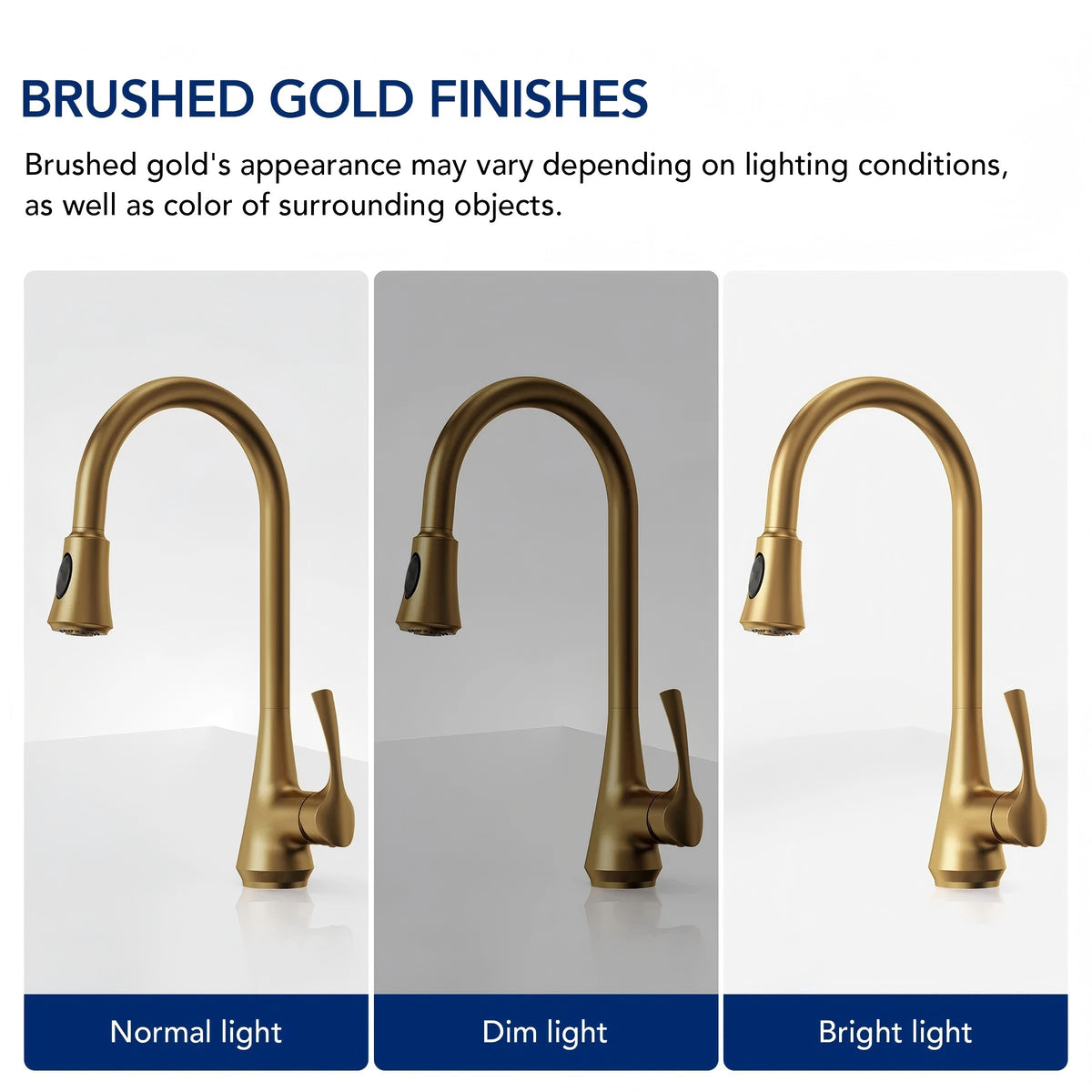 Pull Down Kitchen Sink Faucet, Single Handle Kitchen Faucet with Swivel Spout LP0776-CF - Brushed Gold