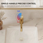 Single Hole Bathroom Faucet,Knob Single Handle Bathroom Sink Faucet with Drain Assembly LP0086-YS - Brushed Gold