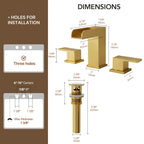 Widespread Bathroom Faucet 3 Hole, 2-Handle Bathroom Sink Faucet with Drain Assembly LP022304-YS - Brushed Gold