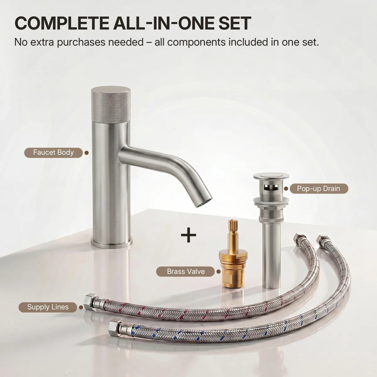 Single Hole Bathroom Faucet,Knob Single Handle Bathroom Sink Faucet with Drain Assembly LP0087-YS - Brushed Nickel