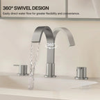 Widespread Bathroom Faucet 3 Hole, 2-handle Bathroom Sink Faucet with Drain Assembly LP01382330-YS - Brushed Nickel