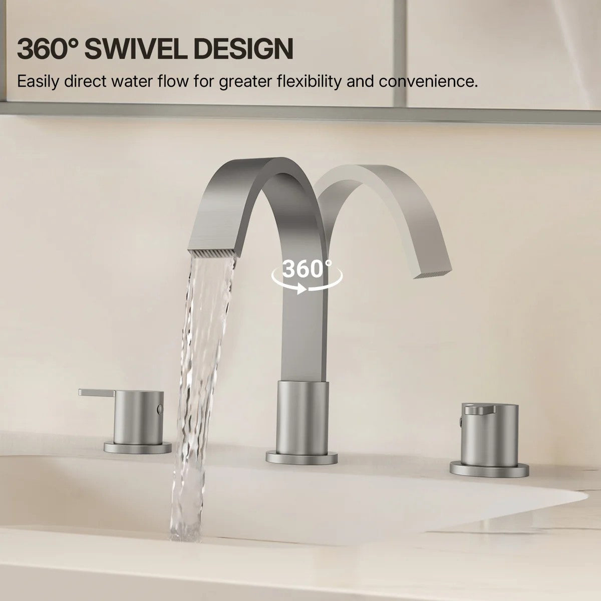 Widespread Bathroom Faucet 3 Hole, 2-handle Bathroom Sink Faucet with Drain Assembly LP01382330-YS - Brushed Nickel