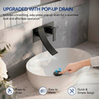 Wall Mounted Bathroom Sink Faucet, Single-handle Bathroom Faucet with Drain Assembly LP77109-YS - Matte Black