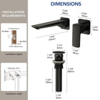 Wall Mounted Bathroom Faucet, Single-handle Bathroom Sink Faucet with Drain Assembly LP559932-YS - Matte Black