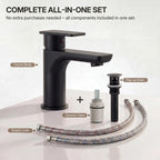 Single Hole Bathroom Faucet with Drain Assembly, Single Handle Bathroom Sink Faucet LP00130-YS - Matte Black