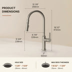 Pull-Down Kitchen Faucet with Dual-Function Sprayer, Single-Handle Sink Faucet with 360 Degree Swivel Spout LPLL-00911-CF - Brushed Nickel
