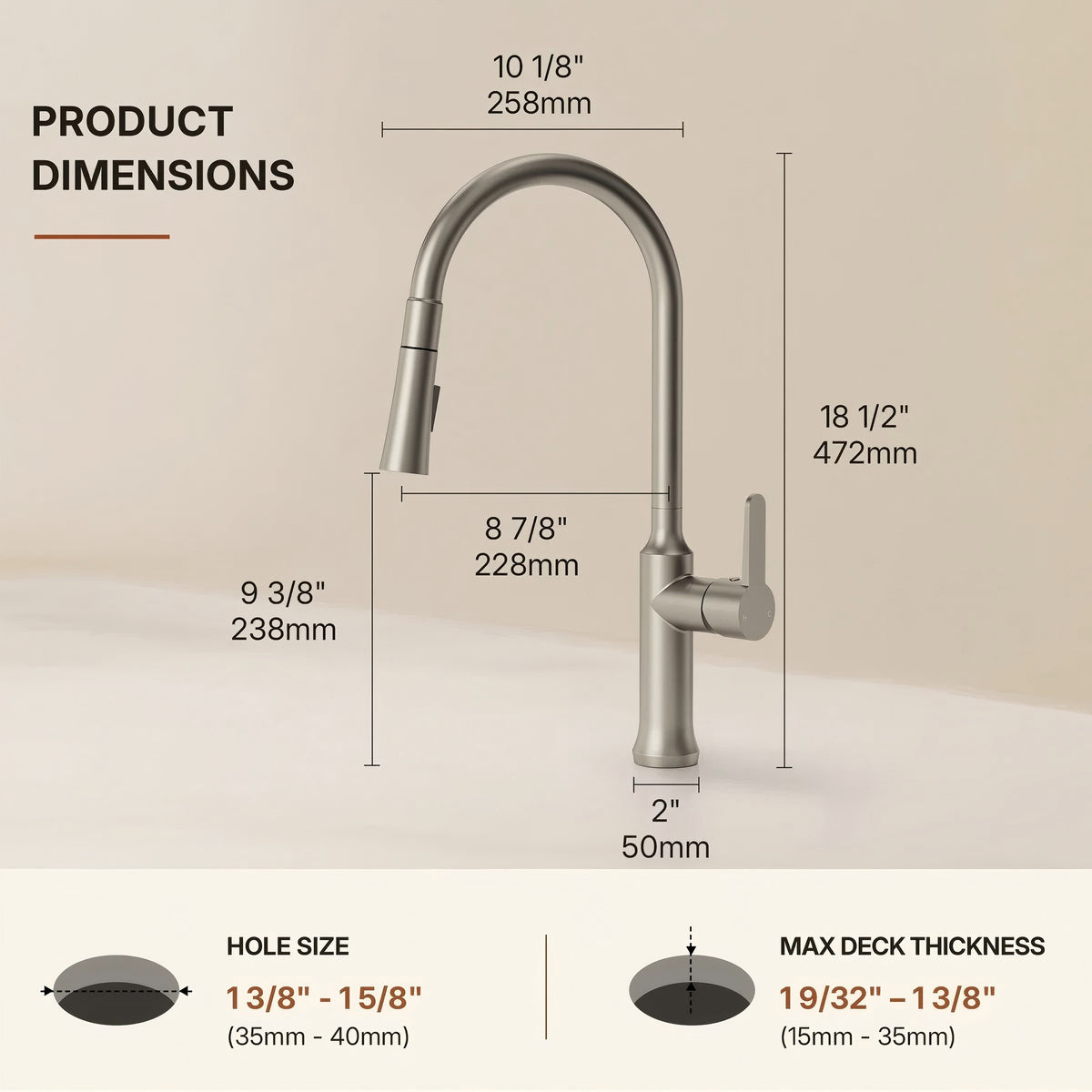 Pull-Down Kitchen Faucet with Dual-Function Sprayer, Single-Handle Sink Faucet with 360 Degree Swivel Spout LPLL-00911-CF - Brushed Nickel