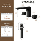 Widespread Bathroom Faucet 3 Hole, 2-handle Bathroom Sink Faucet with Drain Assembly LP03390-YS - Matte Black