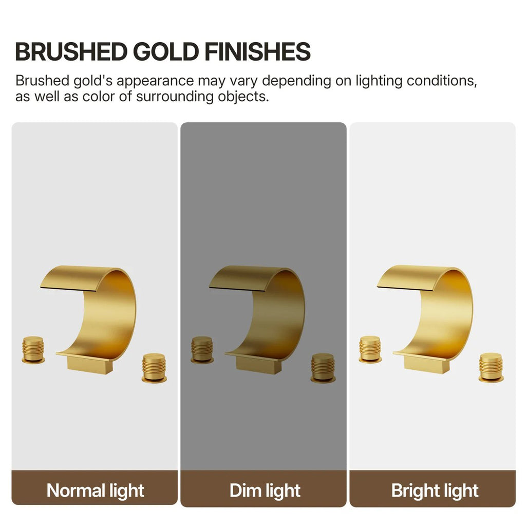 Widespread Bathroom Faucet 3 Hole, 2-handle Bathroom Sink Faucet with Drain Assembly LP550181-YS - Brushed Gold