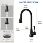 Pull Down Kitchen Sink Faucet, Single Handle Kitchen Faucet with Swivel Spout LP43-CF - Matte Black