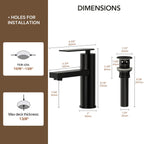 Single Hole Bathroom Faucet, Single Handle Bathroom Sink Faucet with Drain Assembly LP090081-YS - Matte Black