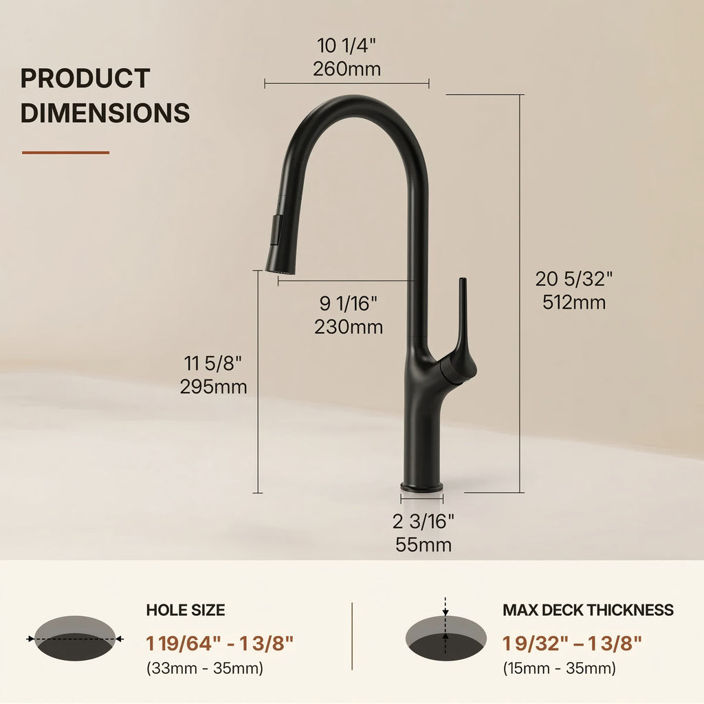 Dual-Function Single-Handle Pull-Down Kitchen Faucet LP0997-CF - Matte Black