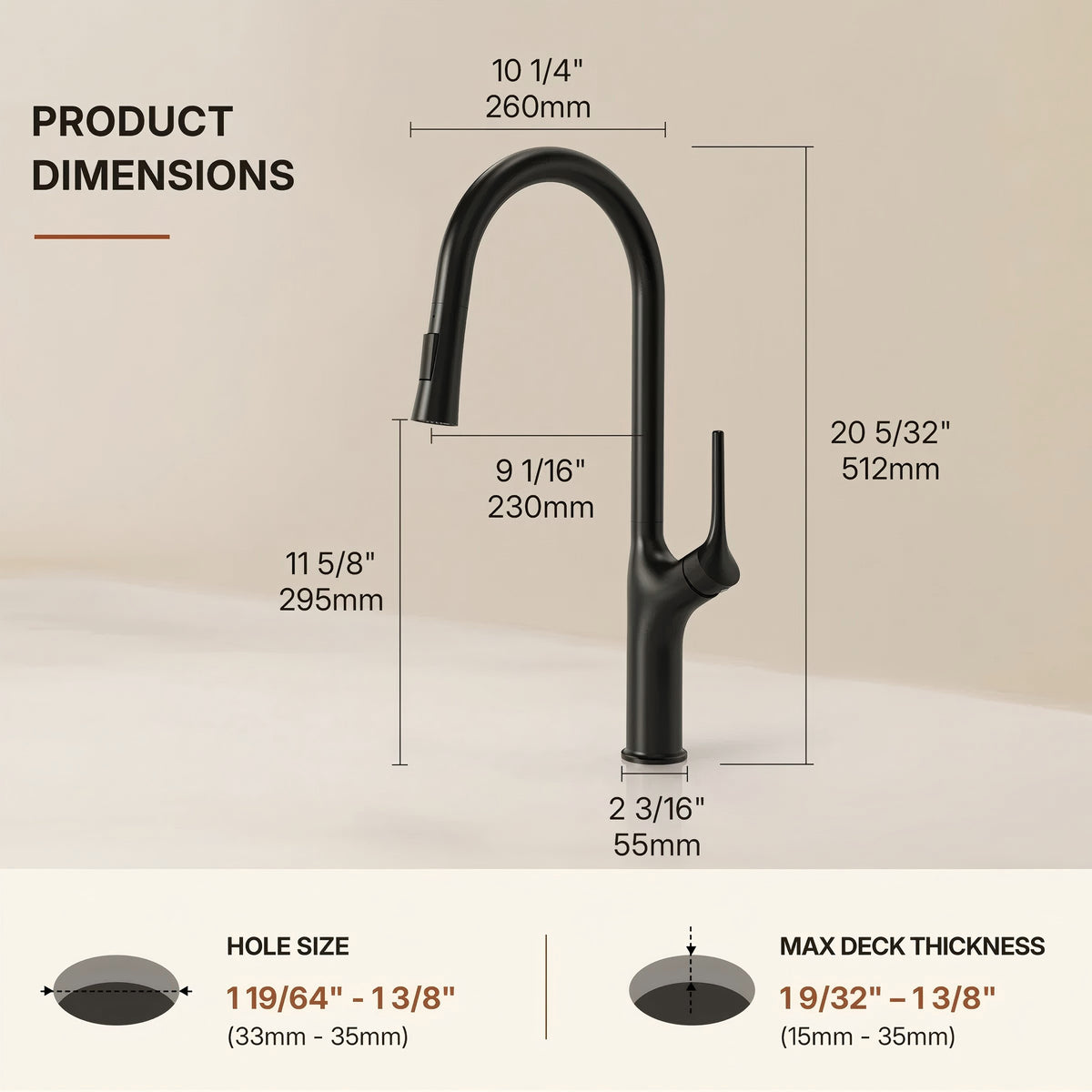Dual-Function Single-Handle Pull-Down Kitchen Faucet LP0997-CF - Matte Black