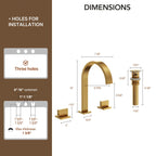 Widespread Bathroom Faucet 3 Hole, 2-handle Bathroom Sink Faucet with Drain Assembly LP0054568-YS - Brushed Gold
