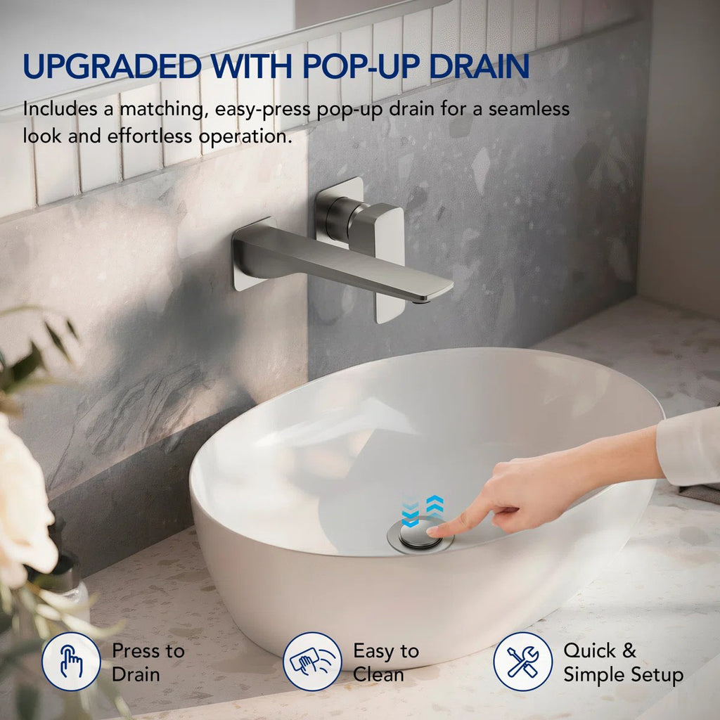 Wall Mounted Bathroom Faucet, Single-handle Bathroom Sink Faucet with Drain Assembly LP2299882-YS - Brushed Nickel