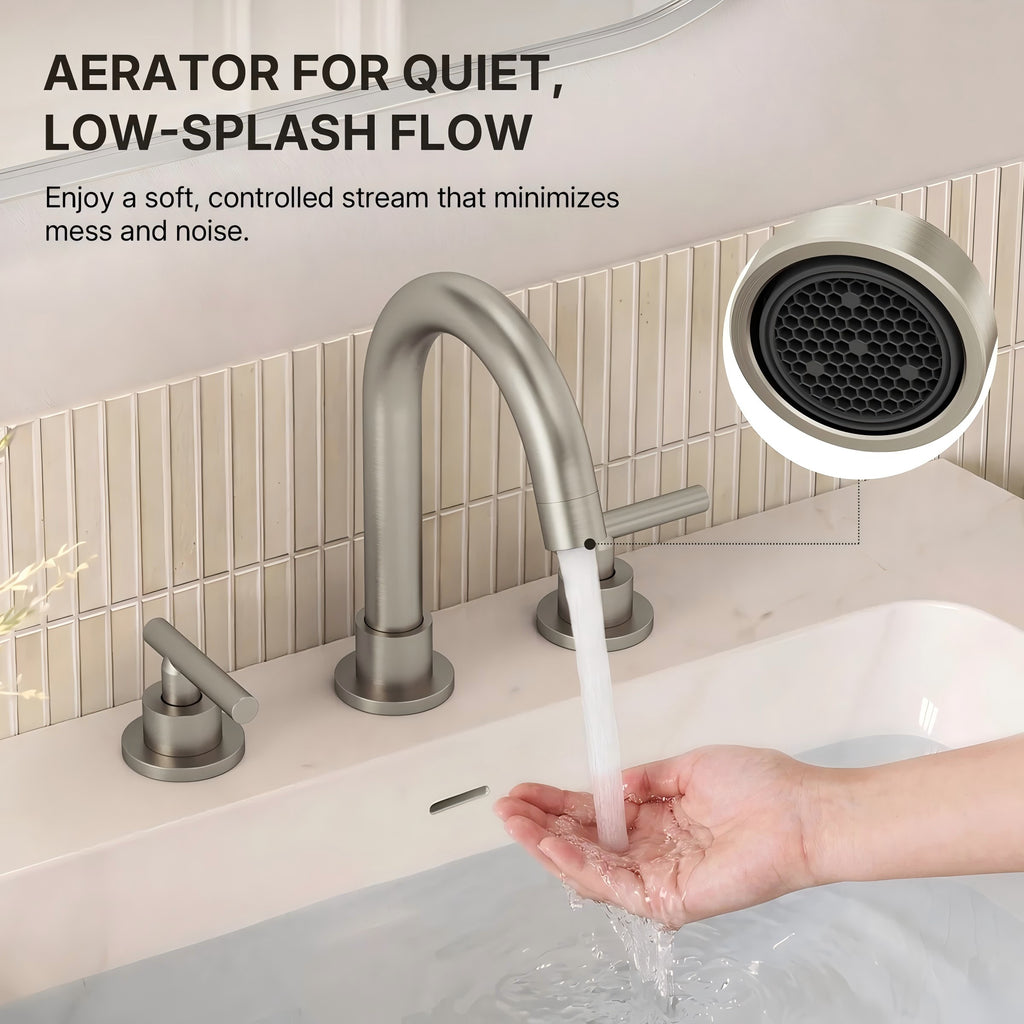 Widespread Bathroom Faucet 3 Hole, 2-Handle Bathroom Sink Faucet with Drain Assembly LP02009-YS - Brushed Nickel