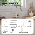 Pull Down Sprayer Kitchen Sink Faucet, Single Handle Kitchen Faucet with LED Light Base LP11992-CF - Brushed Nickel