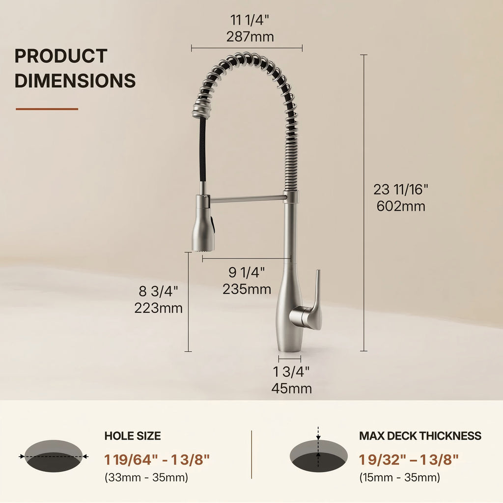 Commercial Style Dual Function Single Handle Pull Down Kitchen Faucet LP051-CF - Stainless Steel