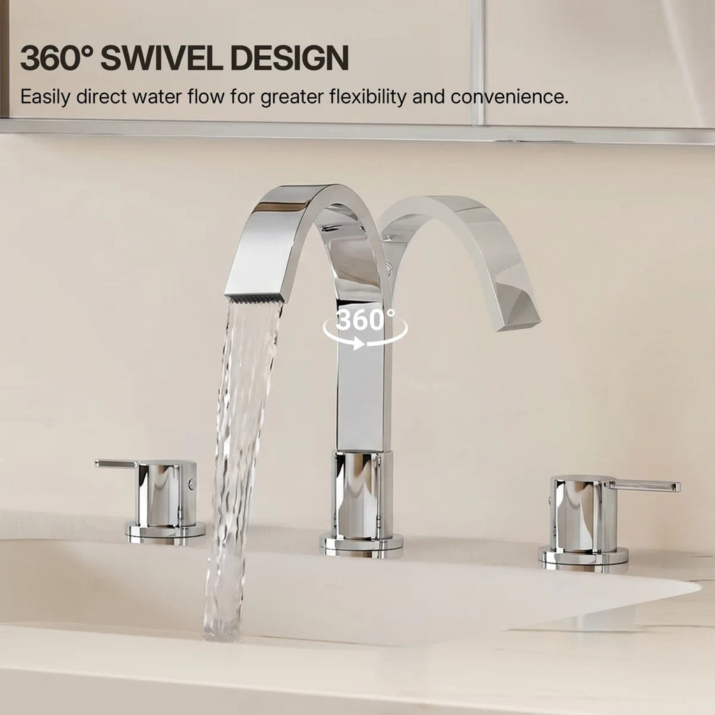 Widespread Bathroom Faucet 3 Hole, 2-Handle Bathroom Sink Faucet with Drain Assembly LP66138-YS - Chrome