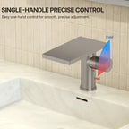 Single Hole Bathroom Faucet, Single-Handle Waterfall Sink Faucet with Drain Assembly LP0168-YS - Brushed Nickel