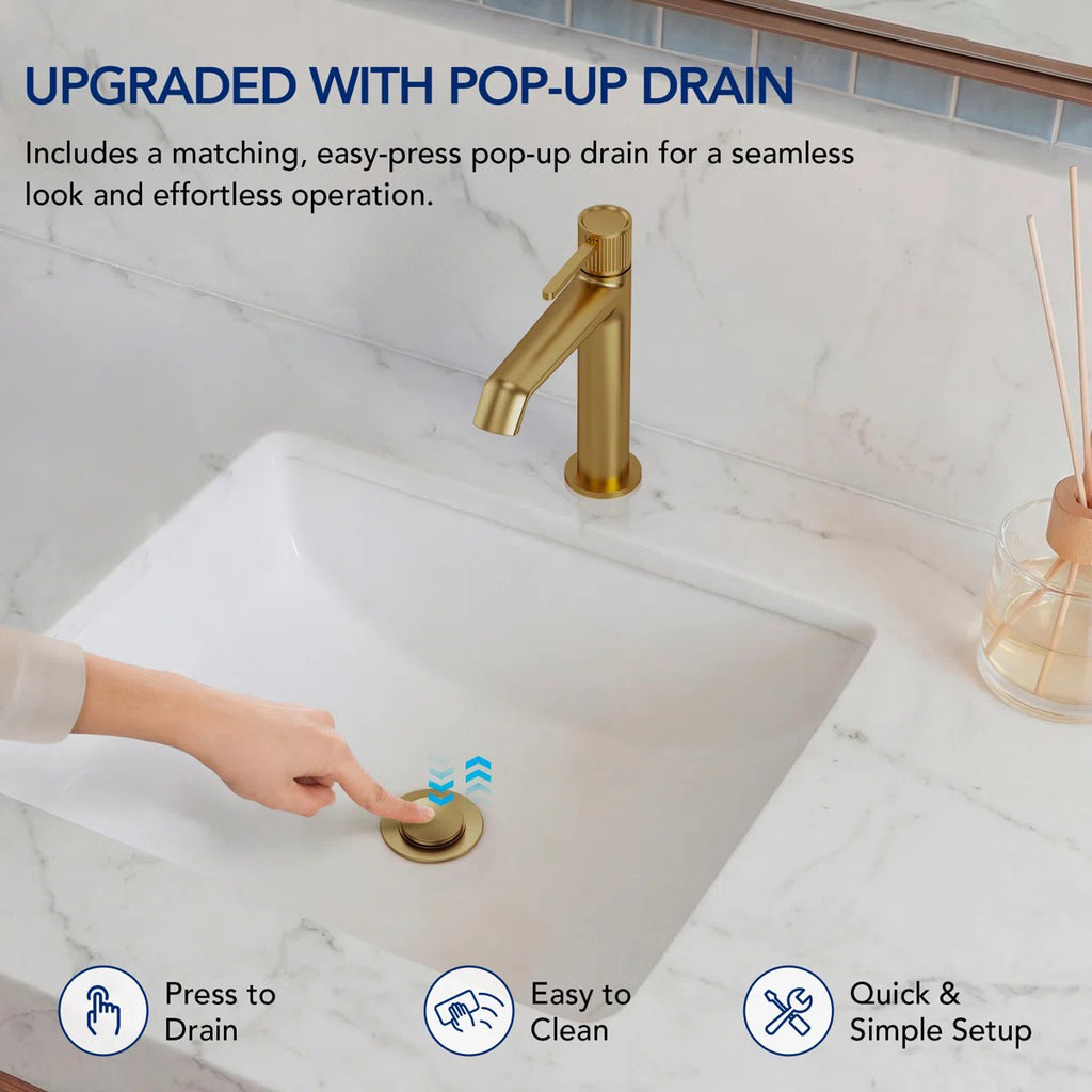 Single-Hole Single-Handle Bathroom Sink Faucet with Drain Assembly LP6603123-YS - Brushed Gold
