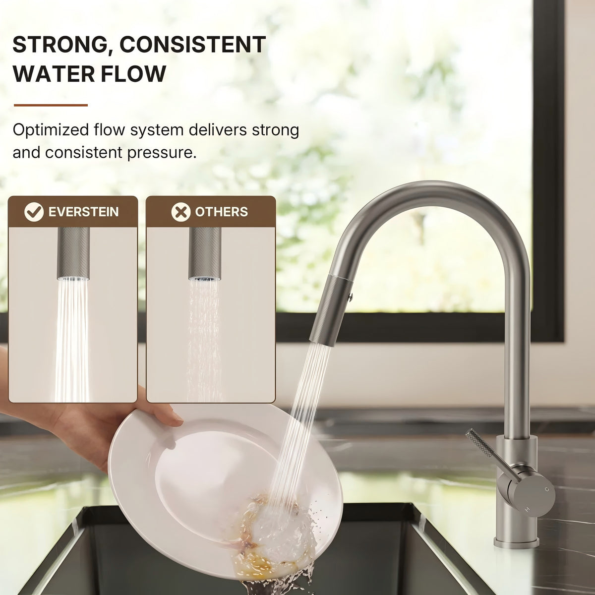 Dual Function Pull-Down Kitchen Faucet , Single Handle Sink Faucet LP0331229-CF - Brushed Nickel