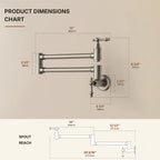 Wall Mount Swing Arm Folding Pot Filler Kitchen Faucet, 2-Handle Kitchen Faucet for Stove Use LP09-CFK - Brushed Nickel