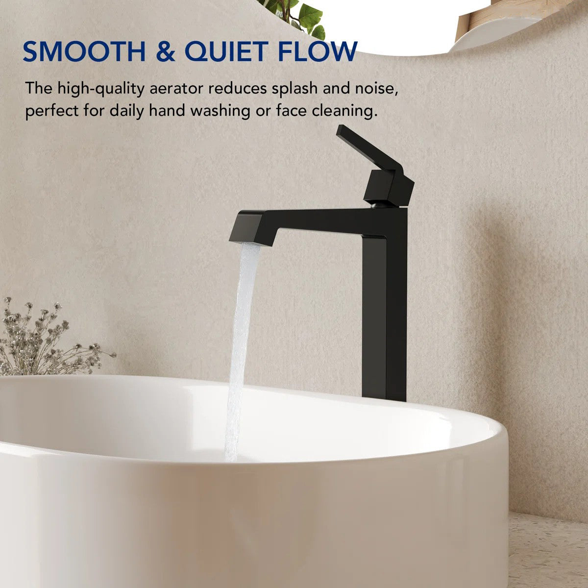 Single Hole Vessel Bathroom Faucet with Drain Assembly, Single Handle Vessel Bathroom Sink Faucet LP89-YS - Matte Black