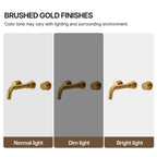 Wall Mounted Bathroom Faucet 3 Hole,2-Handle Bathroom Sink Faucet with Drain Assembly, Brushed Gold LP020103-YS - Brushed Gold