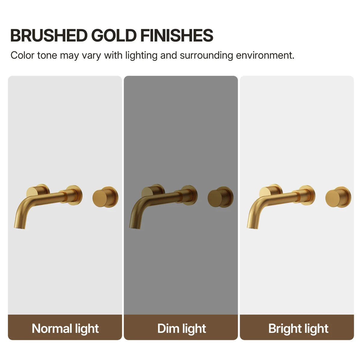 Wall Mounted Bathroom Faucet 3 Hole,2-Handle Bathroom Sink Faucet with Drain Assembly, Brushed Gold LP020103-YS - Brushed Gold