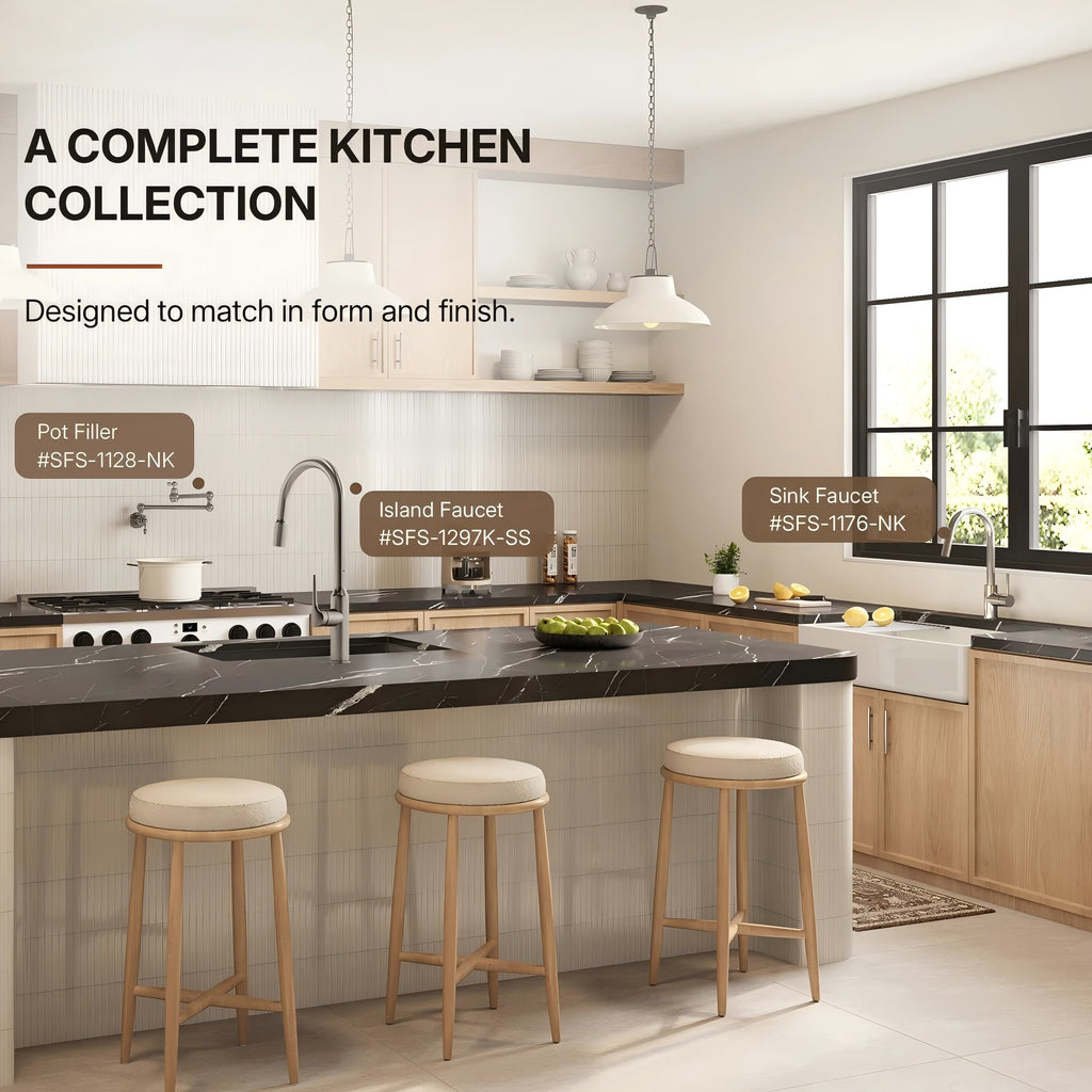 Dual-Function Single-Handle Pull-Down Kitchen Faucet with Swivel Spout LP133-CF- Stainless Steel