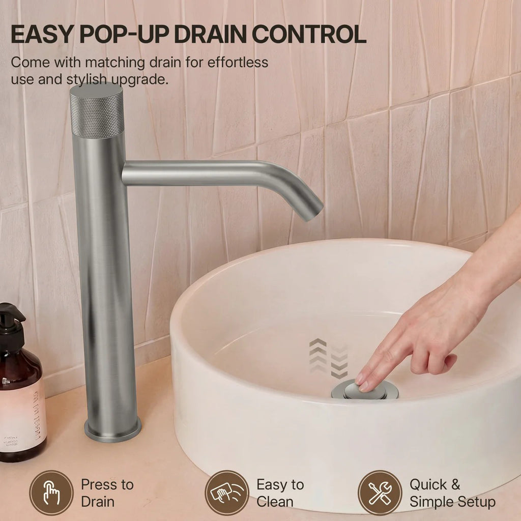 Single Hole Bathroom Vessel Faucet, Single Handle Bathroom Vessel Sink Faucet with Drain Assembly LP0229983-YS - Brushed Nickel