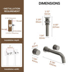 Wall Mounted Bathroom Faucet 3 Hole,2-Handle Bathroom Sink Faucet with Drain Assembly, Brushed Nickel LP0019103-YS - Brushed Nickel