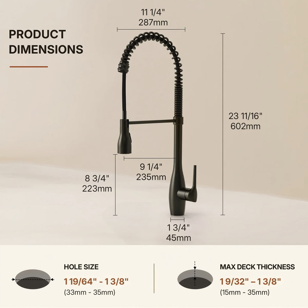 Commercial Style Dual Function Single Handle Pull Down Kitchen Faucet LP052-CF - Matte Black