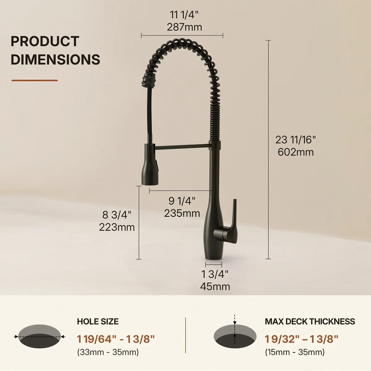 Commercial Style Dual Function Single Handle Pull Down Kitchen Faucet LP052-CF - Matte Black