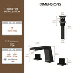 Widespread Bathroom Faucet 3 Hole, 2-Handle Bathroom Sink Faucet with Drain Assembly LP68-YS - Matte Black