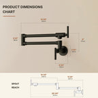 Wall Mount Pot Filler Faucet with Retractable Arm, 2-Handle Kitchen Faucet for Stove Use LP109CF - Matte Black